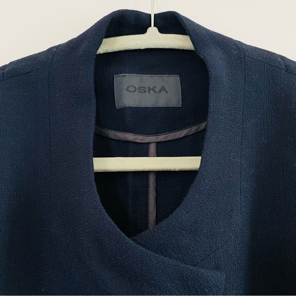 Oska Jacks Hope Wool Crepe Coat Womens IV XL 2XL Blue Blazer Jacket Asymmetrical - Picture 3 of 14